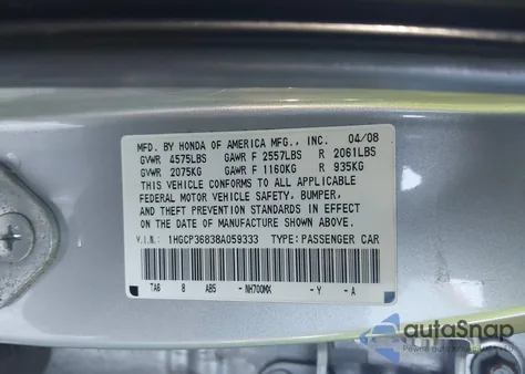 2008 Honda Accord 3.5 Ex-L z USA, uszkodzony, nr VIN 1HGCP36838A059333
